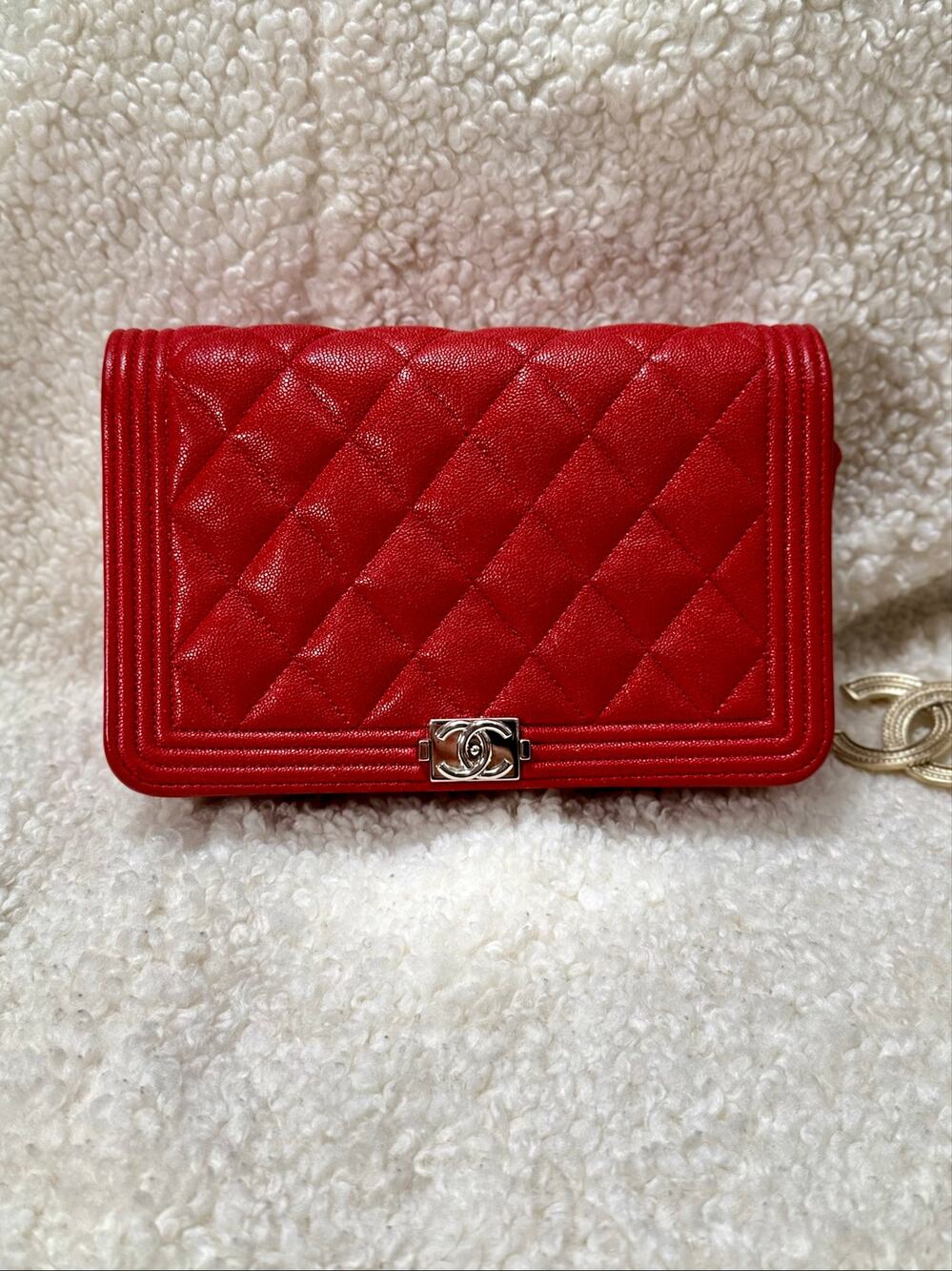 Chanel wallet on chain caviar leather with silver hardware